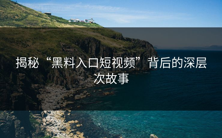 揭秘“黑料入口短视频”背后的深层次故事
