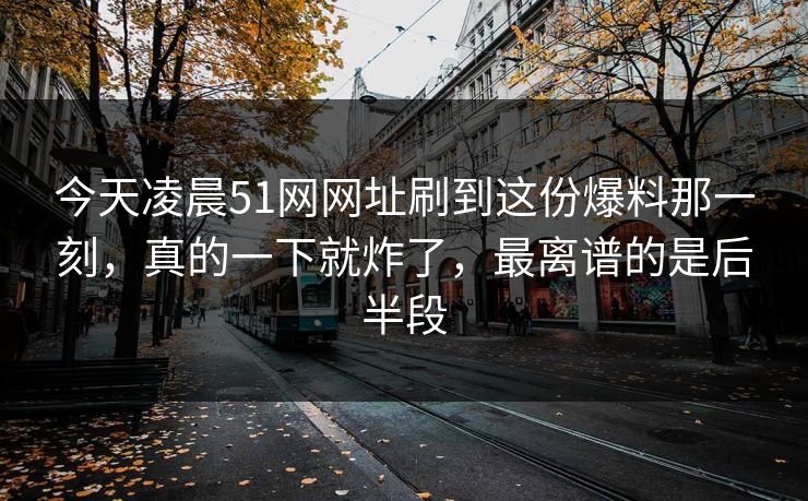 今天凌晨51网网址刷到这份爆料那一刻，真的一下就炸了，最离谱的是后半段