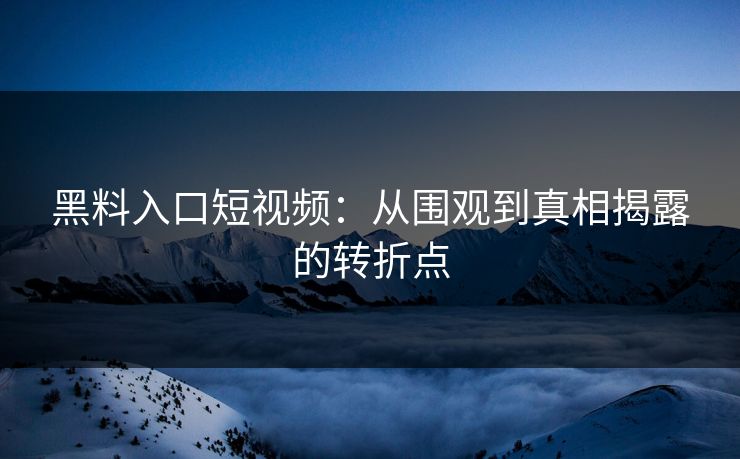 黑料入口短视频：从围观到真相揭露的转折点