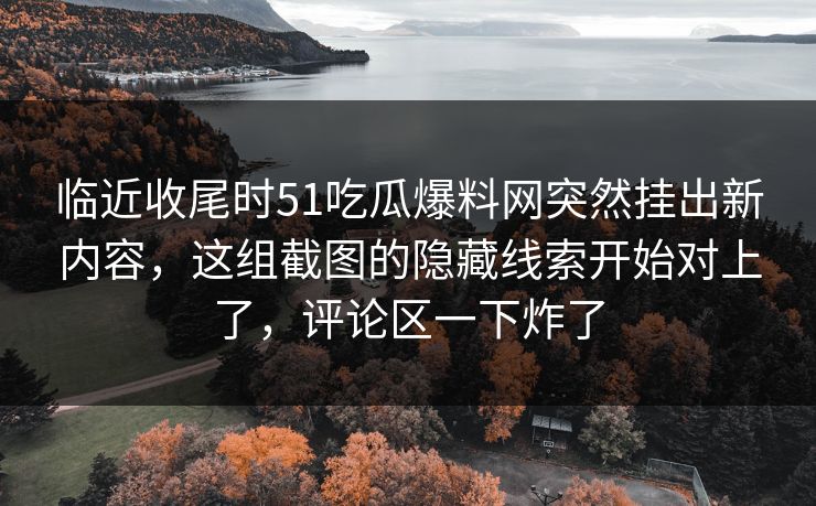 临近收尾时51吃瓜爆料网突然挂出新内容，这组截图的隐藏线索开始对上了，评论区一下炸了