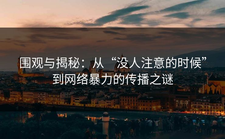 围观与揭秘：从“没人注意的时候”到网络暴力的传播之谜