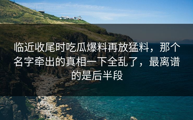 临近收尾时吃瓜爆料再放猛料，那个名字牵出的真相一下全乱了，最离谱的是后半段